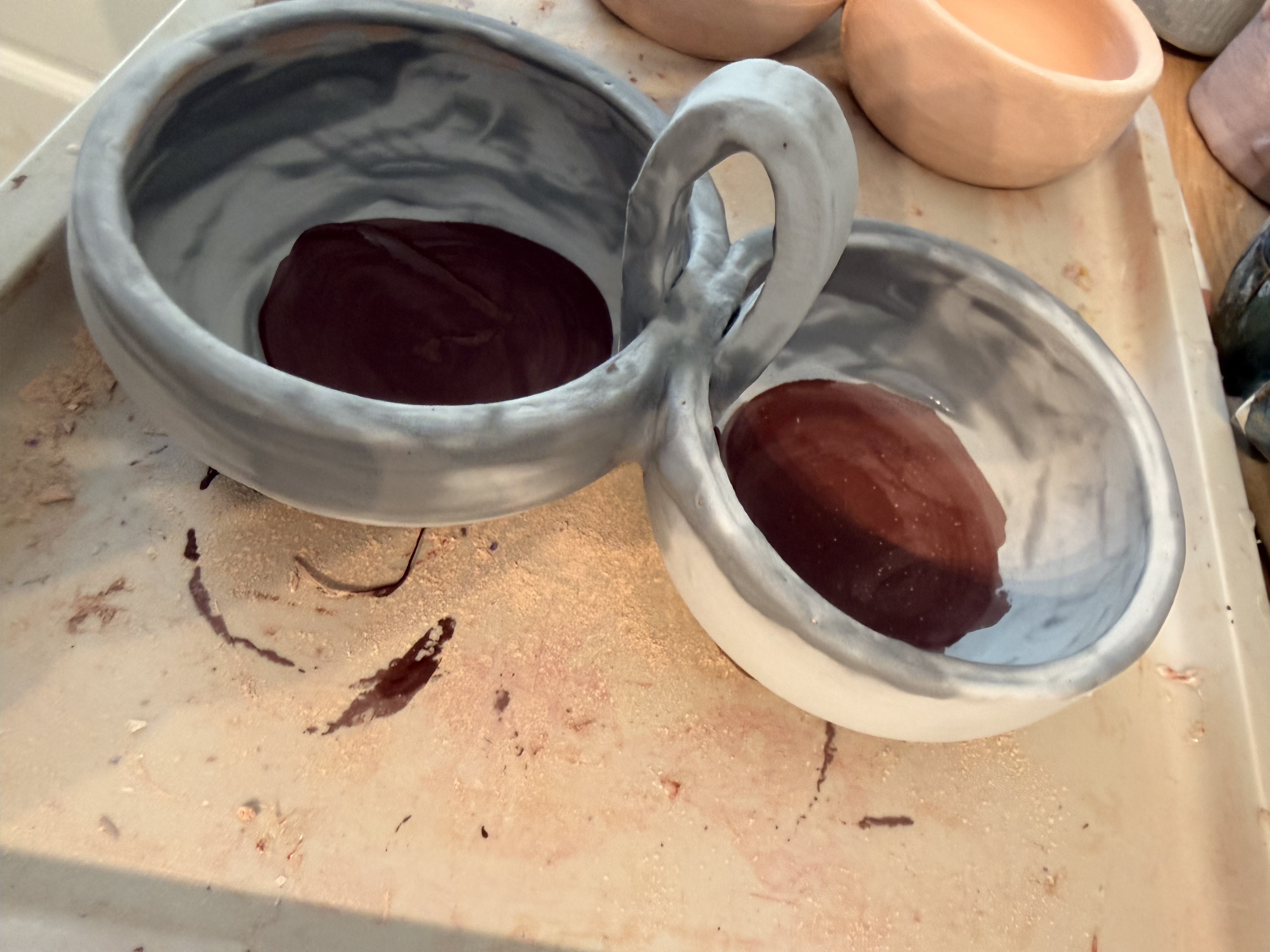 The joined bowls before firing.