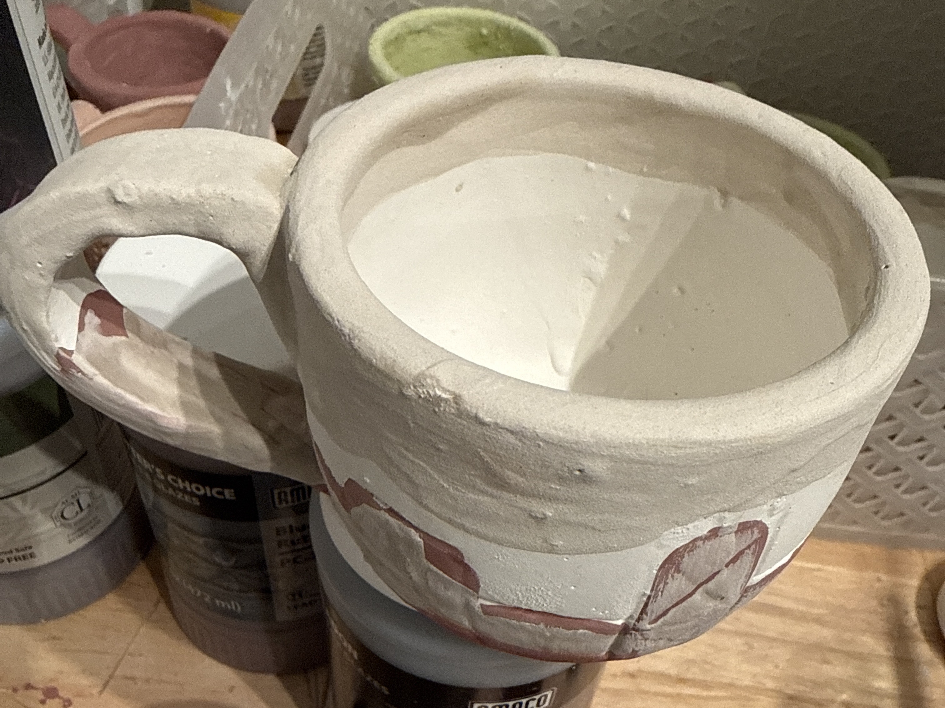 A bowl during glazing.