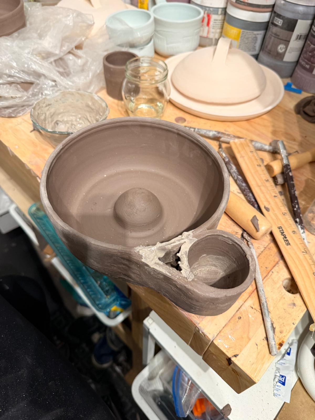 Working on the side attachment.